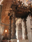 Inside Saint Peter's Basilica. The main alter and Bernini's canopy over Peter's tomb.